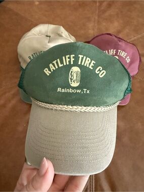 Ratliff Tire Co Mesh Trucker Hat - Green and Khaki